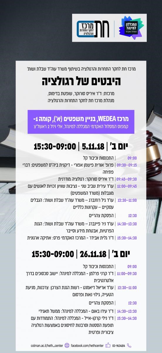 פרטי כנס מקצועי על היבטים של רגולציה.