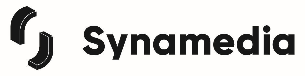 לוגו של Synamedia עם עיצוב גיאומטרי.