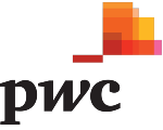 הטקסט "pwc" מלל שחור ליד לוגו אבסטרקטי בגווני כתום וורוד.