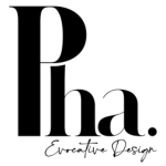 לוגו עם הטקסט "Pha. Evocative Design" על רקע לבן.